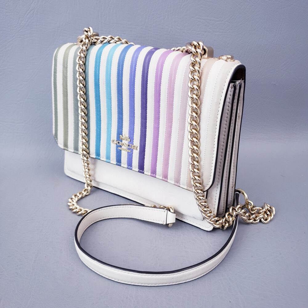 Coach F 91053 Klare Rainbow Ombre Quilting Crossbody Bag - Chalk Multi Gold